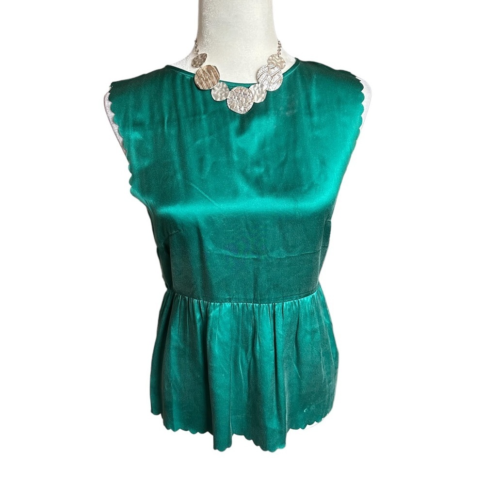 🌻 4/$25 Madewell Green 100% Silk Top